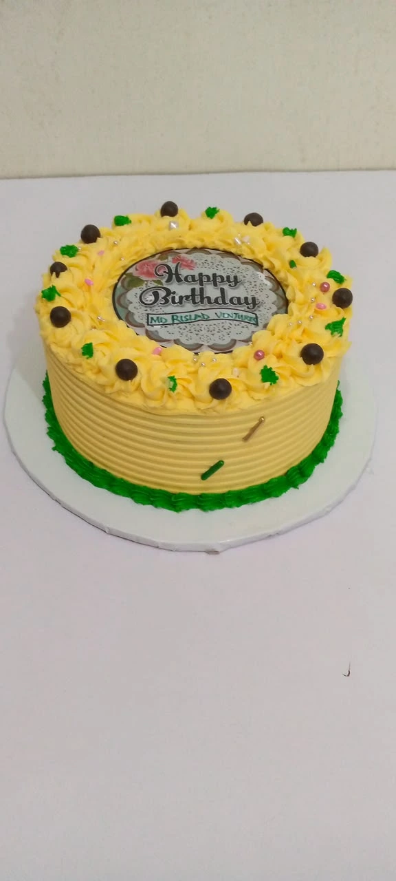 8-Inch Classic Buttercream Cake with decorative piping and celebration topper